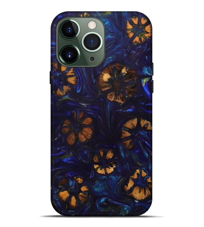 iPhone 13 Pro Max Wood+Resin Live Edge Phone Case - Mary (Blue, 645619)