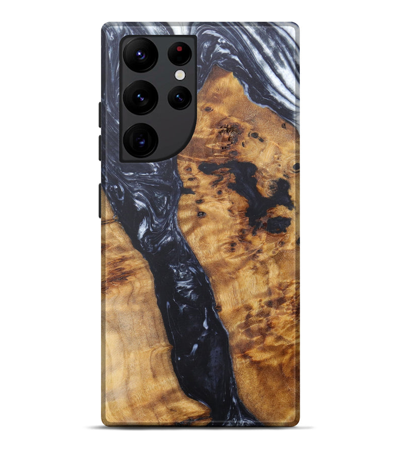 Galaxy S22 Ultra Wood+Resin Live Edge Phone Case - Marisca (Black & White, 606847)