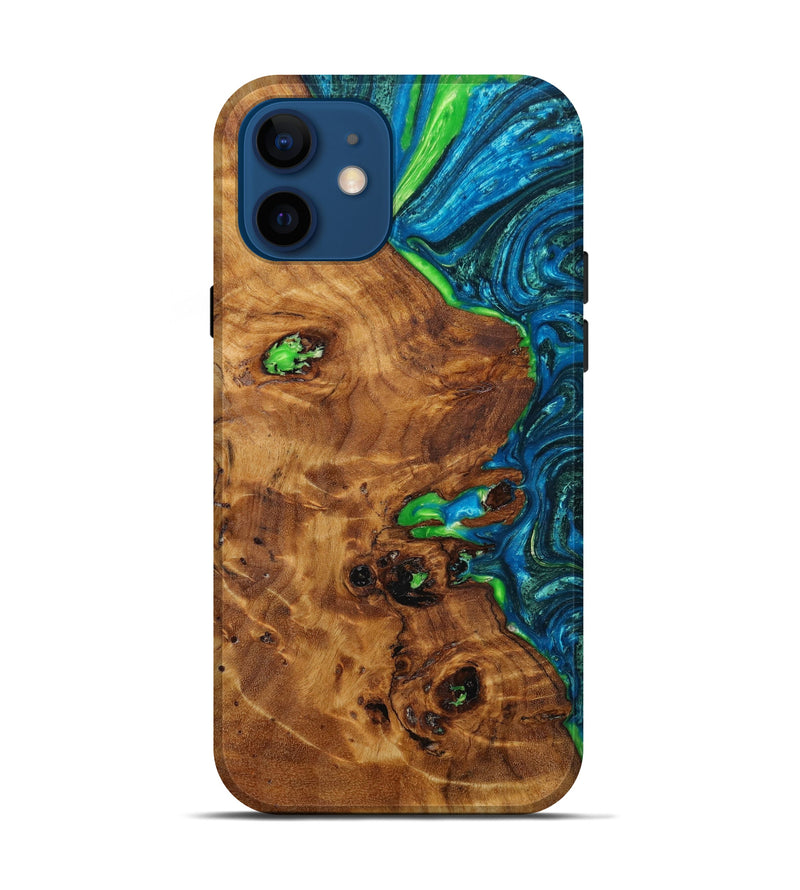 iPhone 12 Wood+Resin Live Edge Phone Case - Jasmine (Blue, 642816)