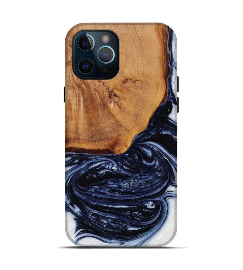 iPhone 12 Pro Wood+Resin Live Edge Phone Case - Kylah (Blue, 622968)