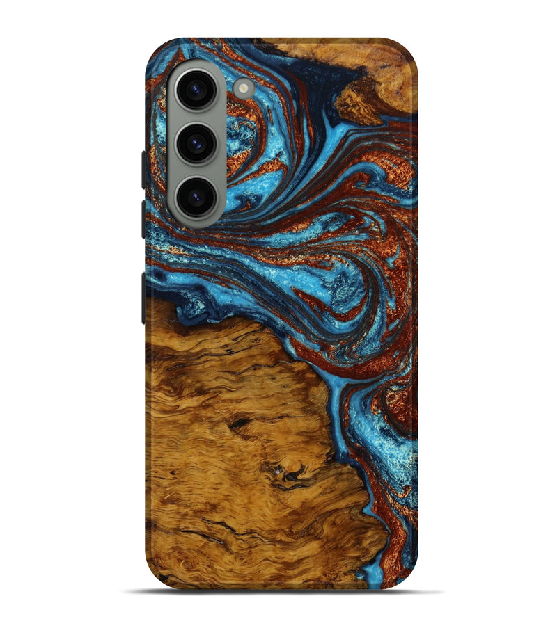 Galaxy S23 Plus Wood+Resin Live Edge Phone Case - Annabelle (Teal & Gold, 647231)
