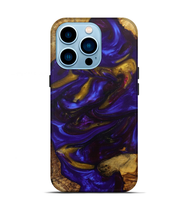 iPhone 14 Pro Wood+Resin Live Edge Phone Case - Angy (Purple, 584048)