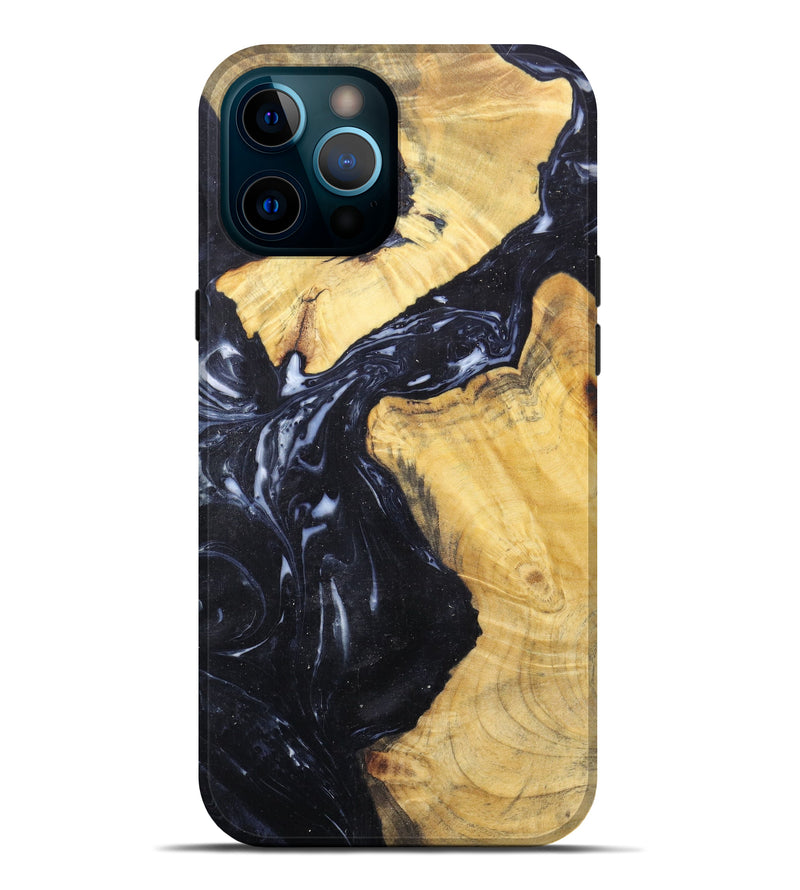 iPhone 12 Pro Max Wood+Resin Live Edge Phone Case - Yisroel (Black & White, 626619)