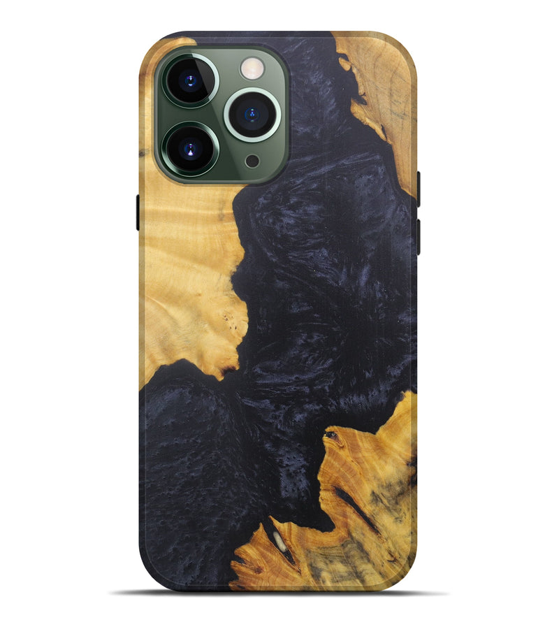iPhone 13 Pro Max Wood+Resin Live Edge Phone Case - Hedwiga (Pure Black, 574896)