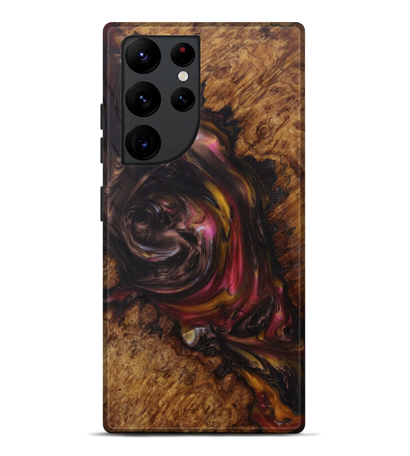 Galaxy S22 Ultra Wood+Resin Live Edge Phone Case - Rebe (Dark Red, 594195)
