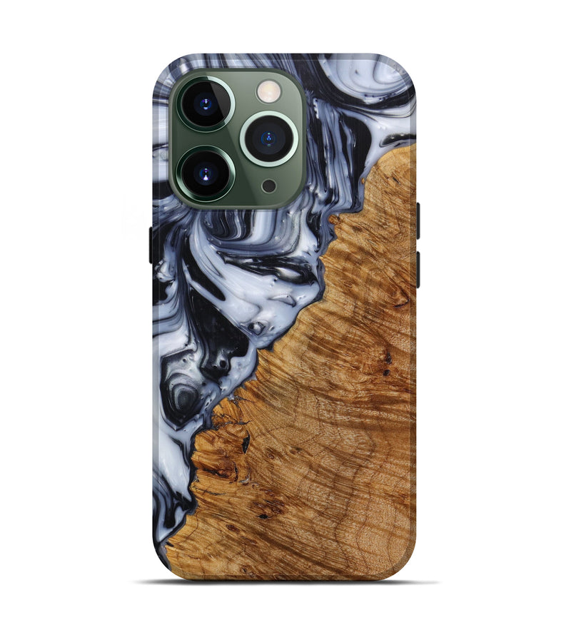 iPhone 13 Pro Wood+Resin Live Edge Phone Case - Edythe (Black & White, 614585)