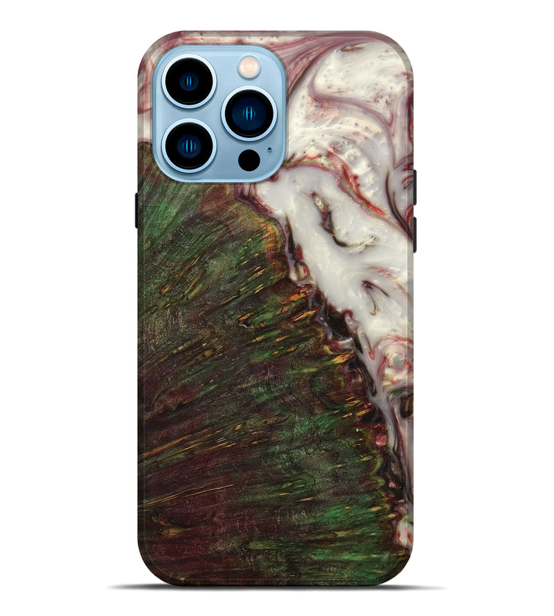 iPhone 14 Pro Max Wood+Resin Live Edge Phone Case - Areli (Red, 623193)