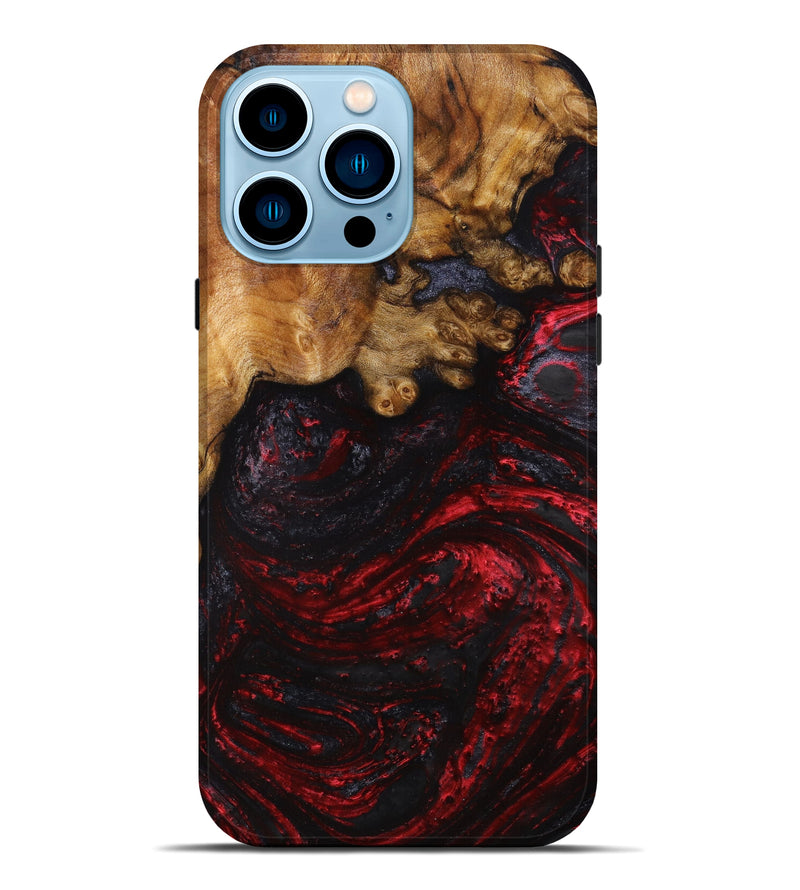 iPhone 14 Pro Max Wood+Resin Live Edge Phone Case - Carri (Red, 633195)