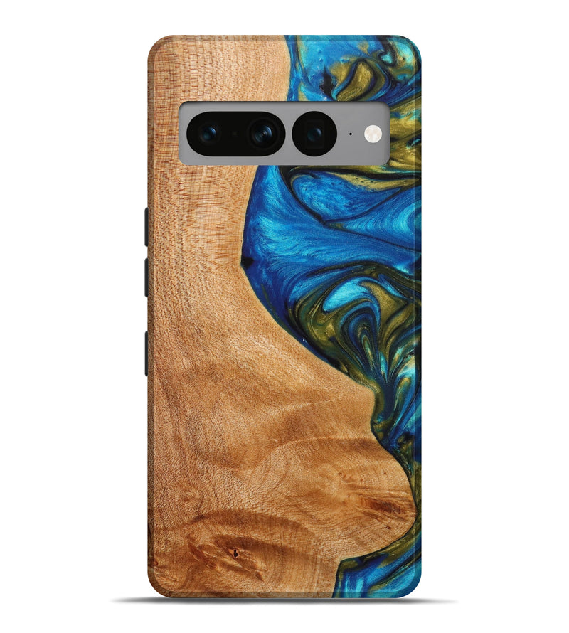 Pixel 7 Pro Wood+Resin Live Edge Phone Case - Carina (Blue, 633238)