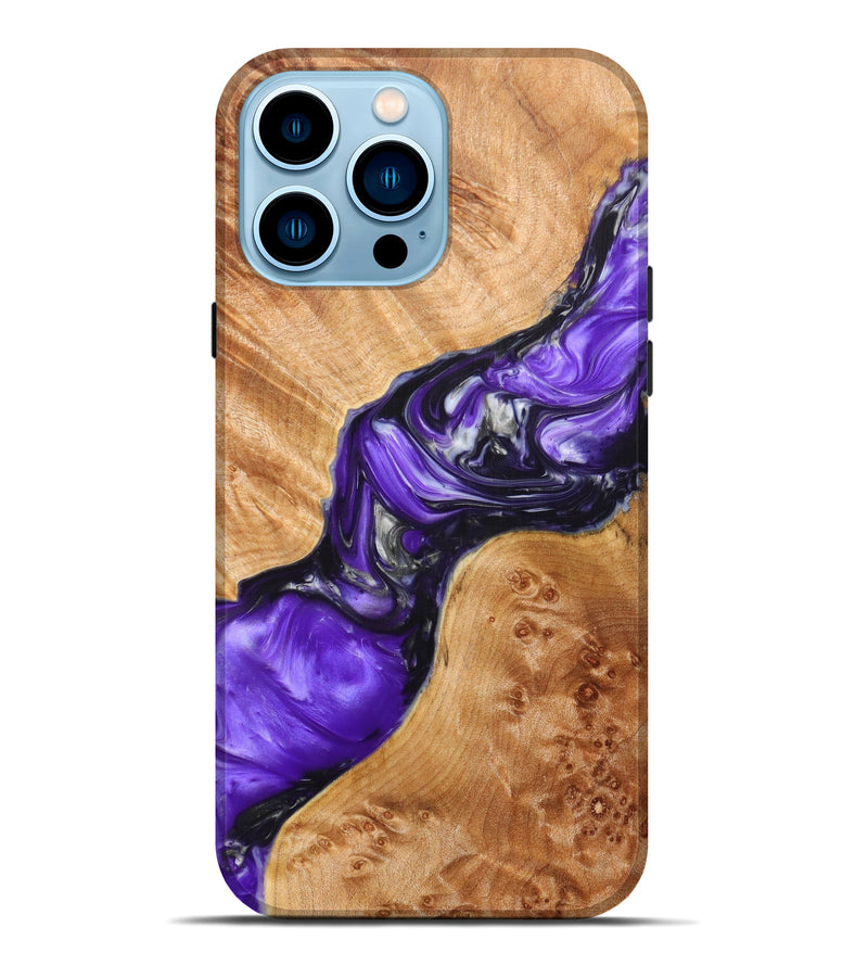 iPhone 14 Pro Max Wood+Resin Live Edge Phone Case - Dolores (Purple, 641021)