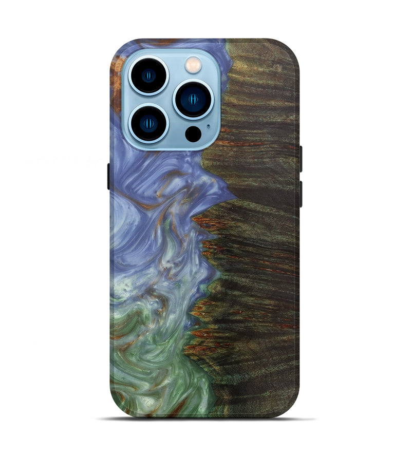 iPhone 14 Pro Wood+Resin Live Edge Phone Case - Rigby (Light Blue, 598582)