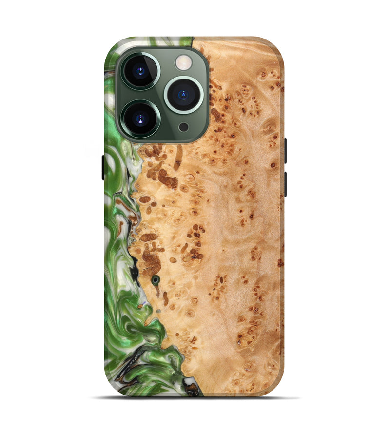 iPhone 13 Pro Wood+Resin Live Edge Phone Case - Jody (Green, 631258)