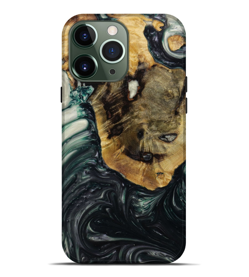iPhone 13 Pro Max Wood+Resin Live Edge Phone Case - Christian (Black & White, 648333)
