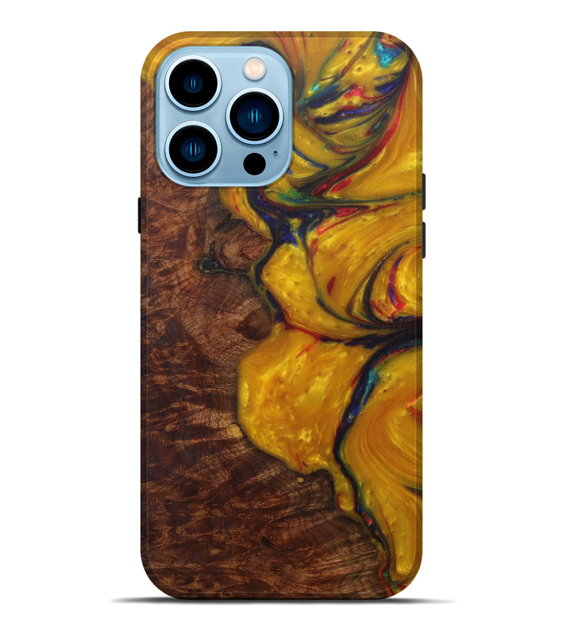 iPhone 14 Pro Max Wood+Resin Live Edge Phone Case - Subi (Dark Blue, 591440)