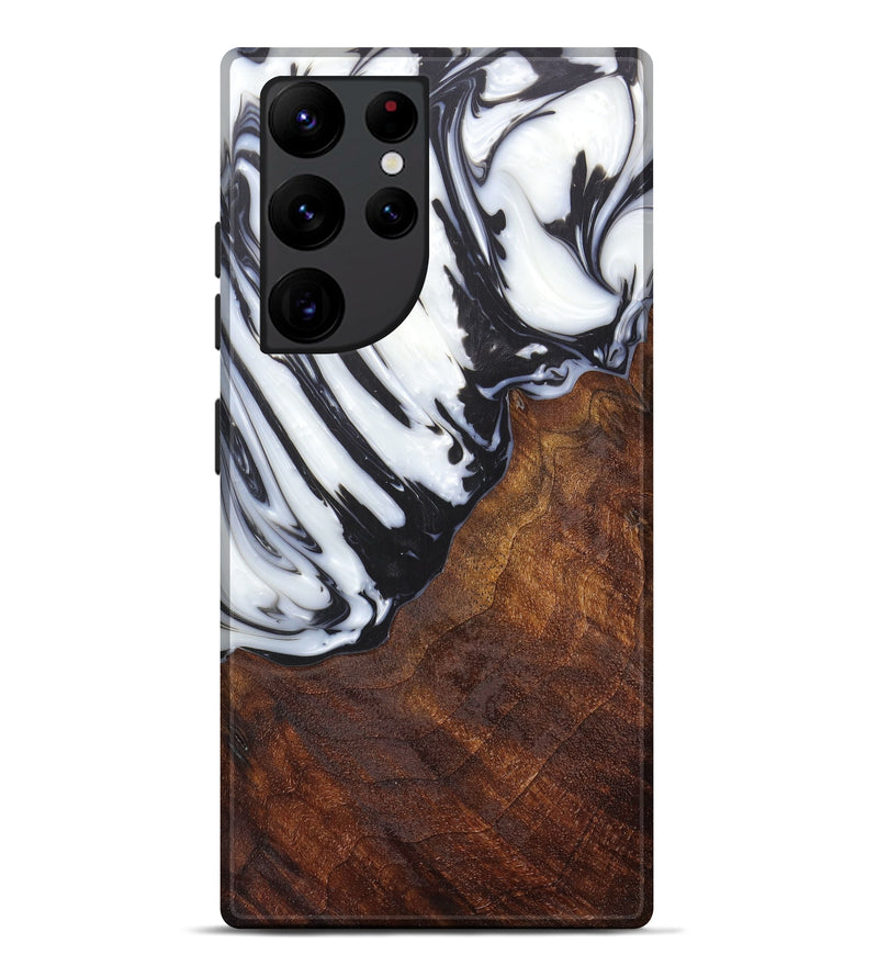 Galaxy S22 Ultra Wood+Resin Live Edge Phone Case - Tats (Black & White, 605669)