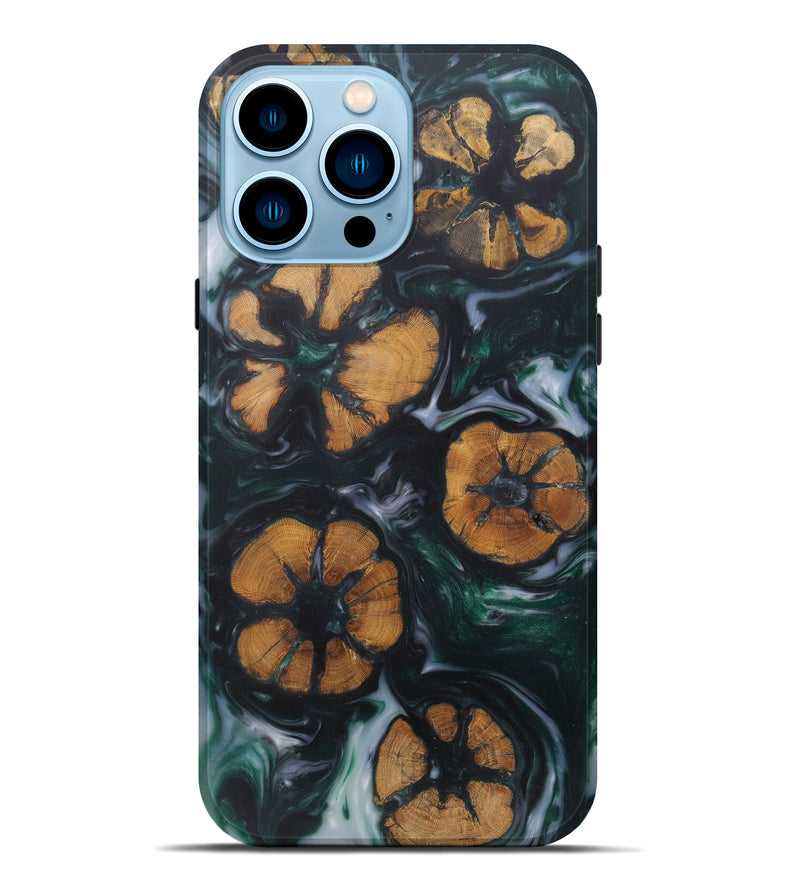iPhone 14 Pro Max Wood+Resin Live Edge Phone Case - Team (Dark Green, 591372)