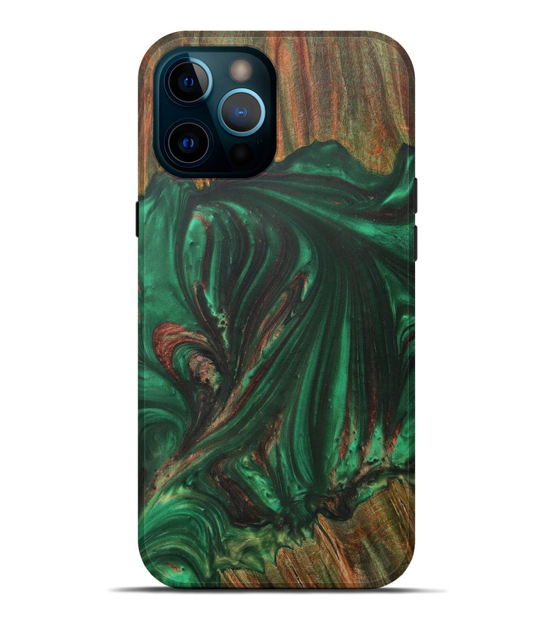iPhone 12 Pro Max Wood+Resin Live Edge Phone Case - Willie (Dark Green, 591376)