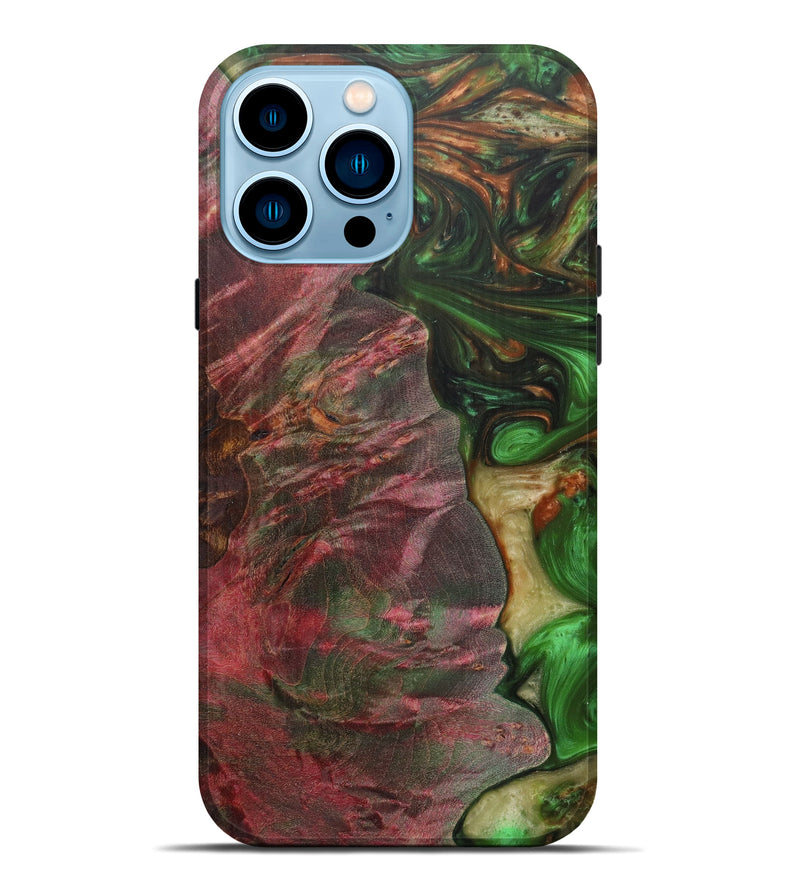 iPhone 14 Pro Max Wood+Resin Live Edge Phone Case - Lani (Dark Green, 596640)