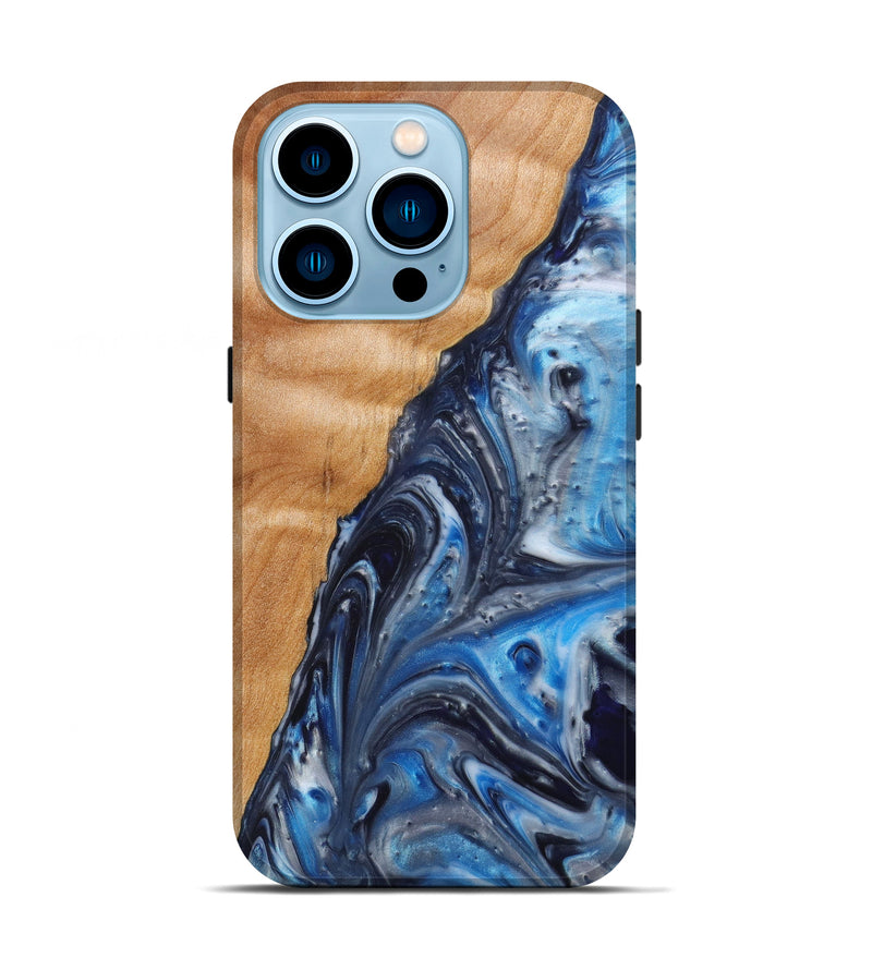 iPhone 14 Pro Wood+Resin Live Edge Phone Case - Gracelynn (Blue, 629345)