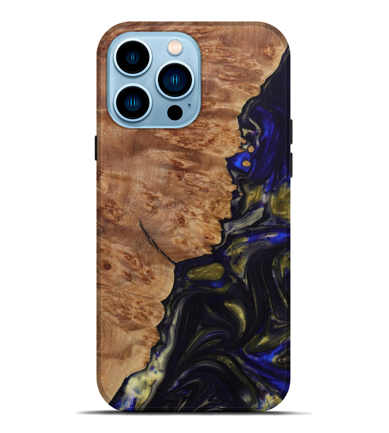 iPhone 14 Pro Max Wood+Resin Live Edge Phone Case - Laverne (Blue, 641696)