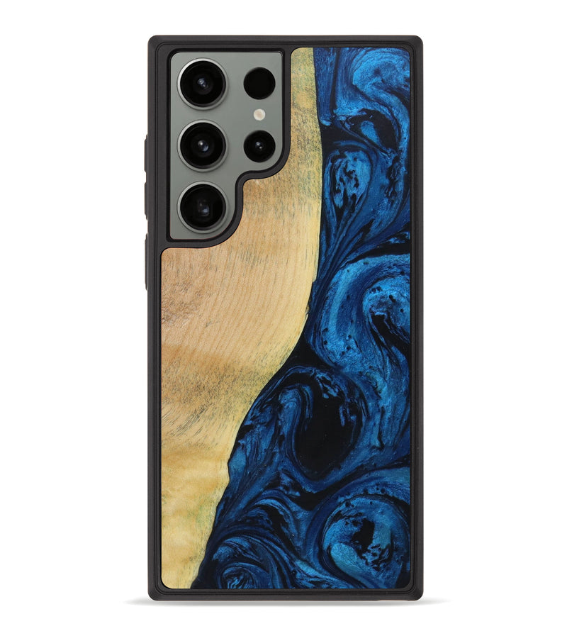 Galaxy S23 Ultra Wood+Resin Phone Case - Kitty (Blue, 622172)