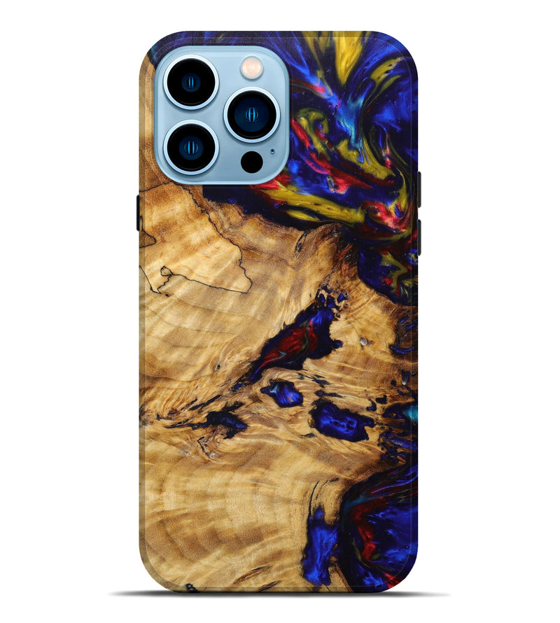 iPhone 14 Pro Max Wood+Resin Live Edge Phone Case - Ralph (Blue, 641069)