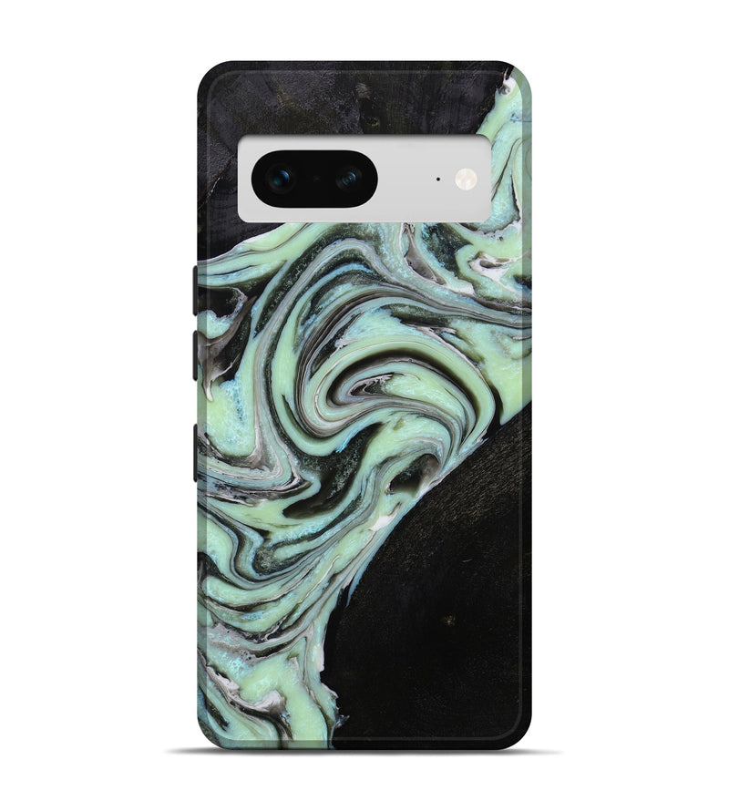 Pixel 7 Wood+Resin Live Edge Phone Case - Gary (Green, 648344)