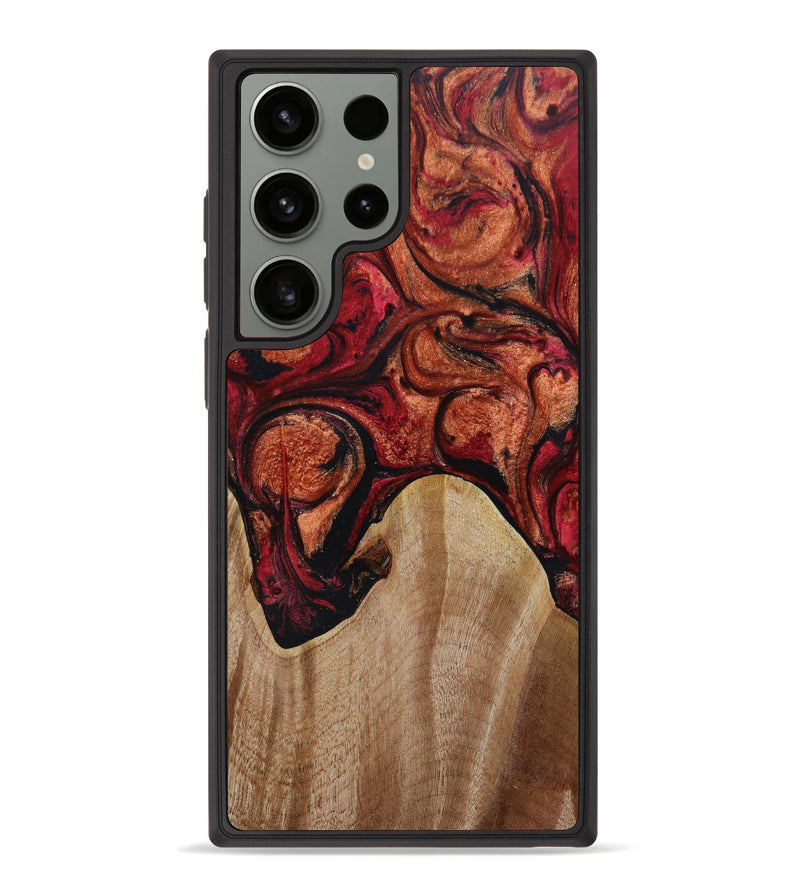 Galaxy S23 Ultra Wood+Resin Phone Case - Constance (Red, 645409)