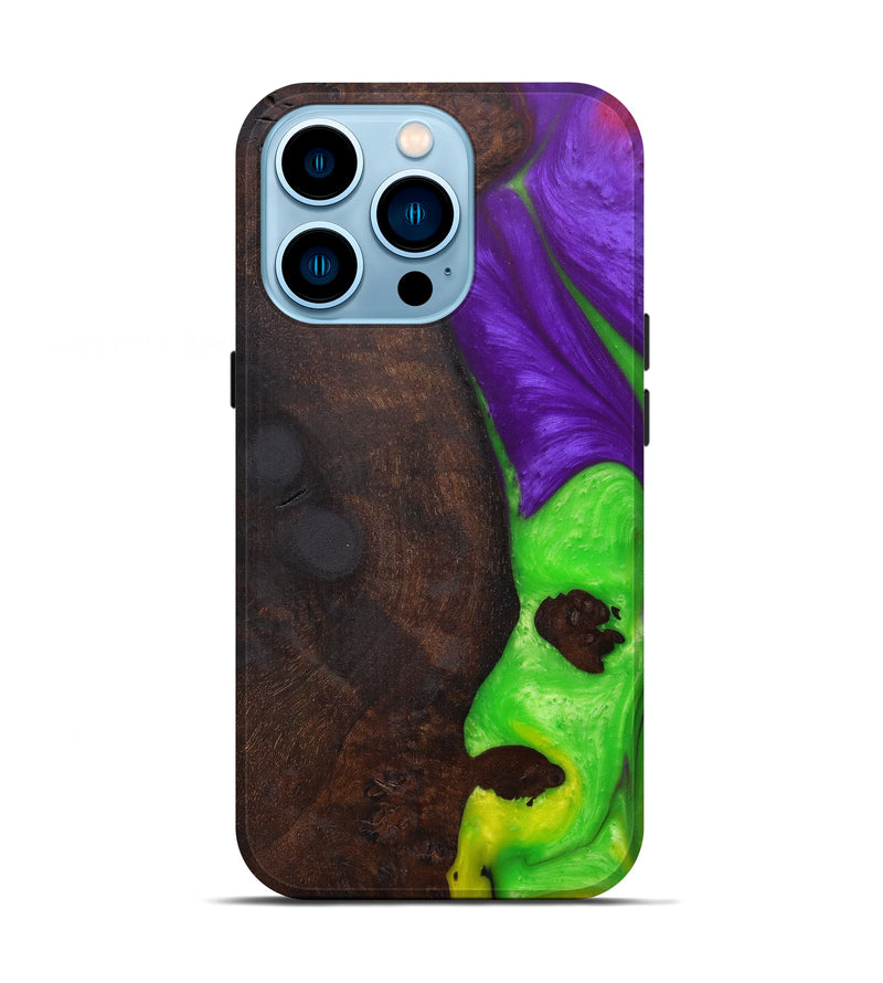 iPhone 14 Pro Wood+Resin Live Edge Phone Case - Car (Purple, 599121)