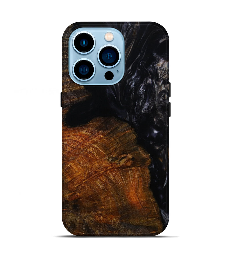 iPhone 14 Pro Wood+Resin Live Edge Phone Case - Ian (Black & White, 646301)