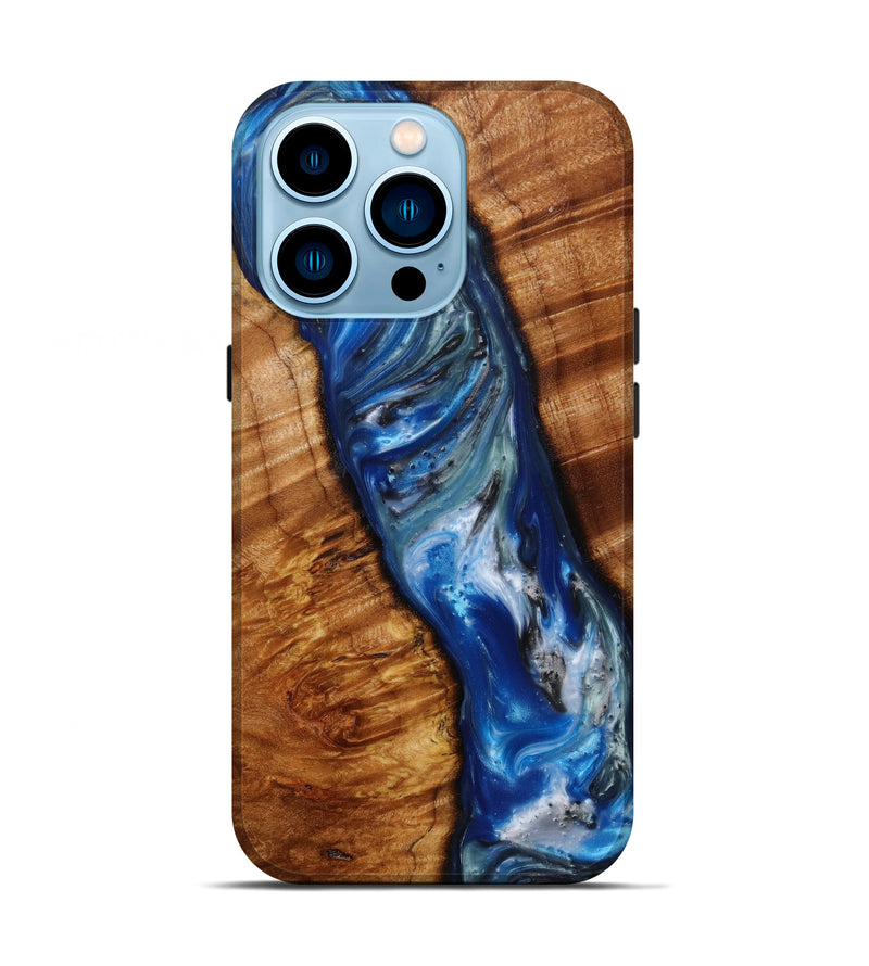 iPhone 14 Pro Wood+Resin Live Edge Phone Case - Kip (Dark Blue, 610599)