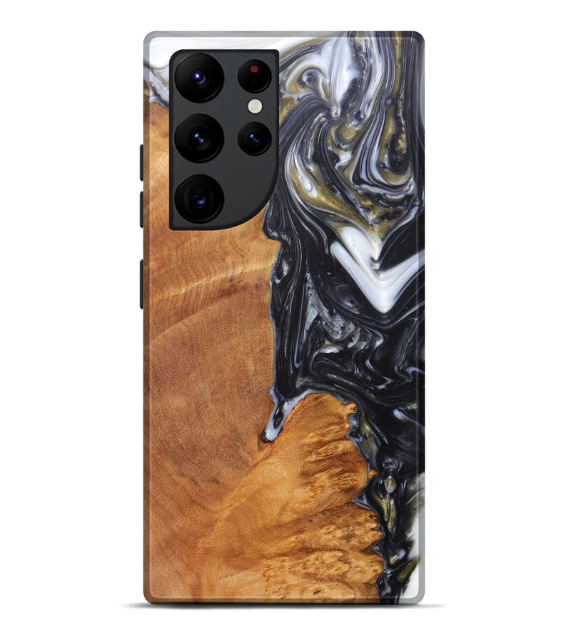 Galaxy S22 Ultra Wood+Resin Live Edge Phone Case - Fouad (Black & White, 607205)