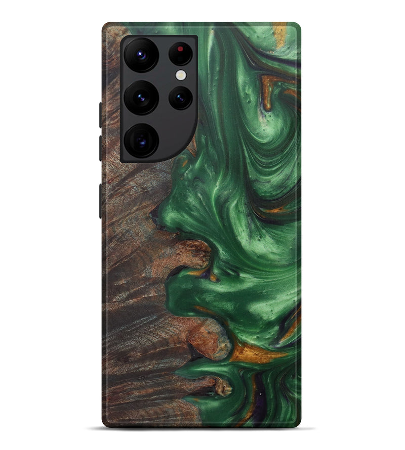 Galaxy S22 Ultra Wood+Resin Live Edge Phone Case - Kippy (Dark Green, 594186)