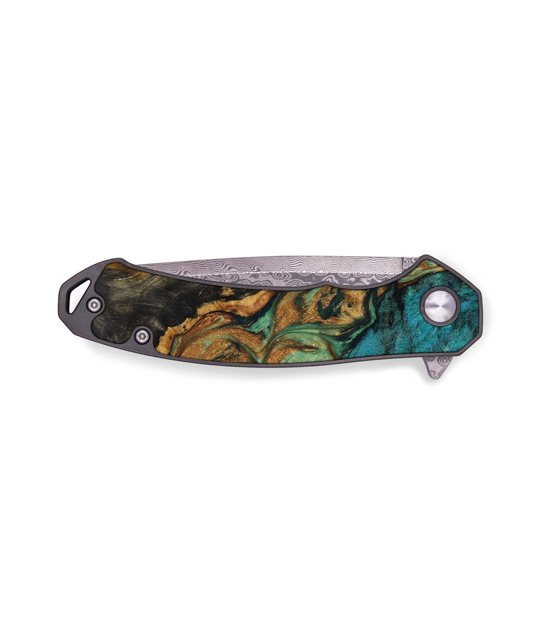 EDC Wood+Resin Pocket Knife - Kamila (Green, 644138)