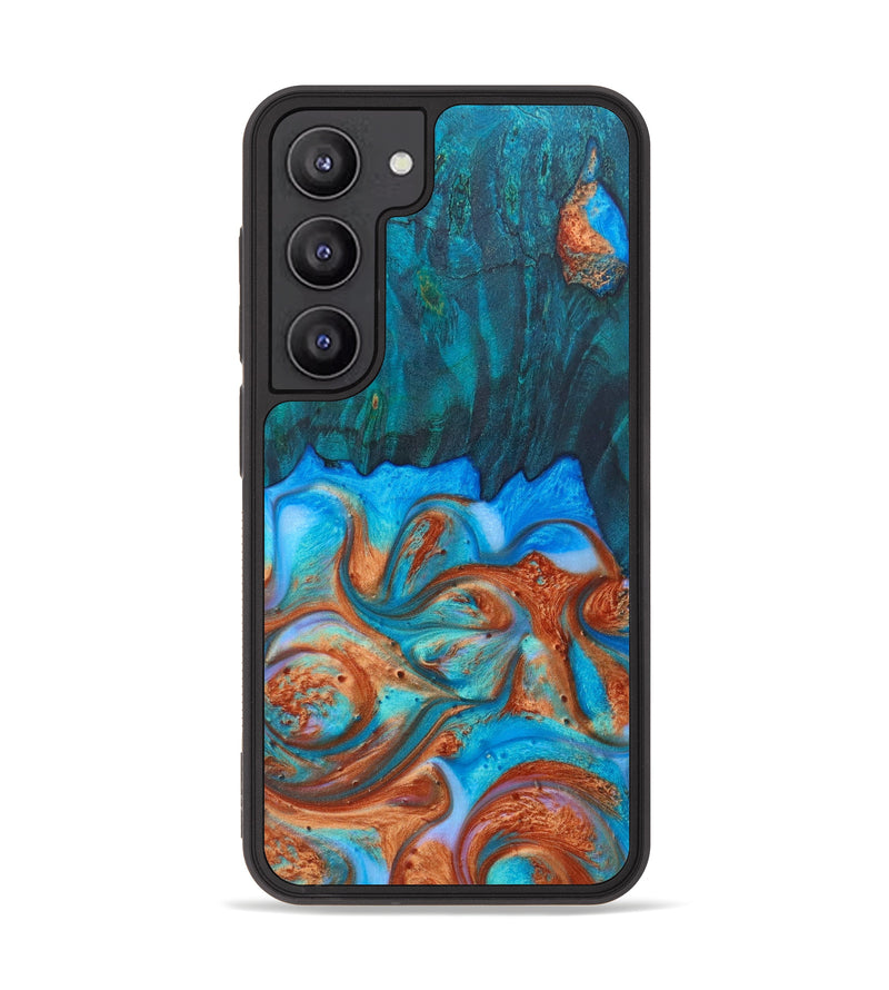 Galaxy S23 Wood+Resin Phone Case - Giuliana (Teal & Gold, 622374)
