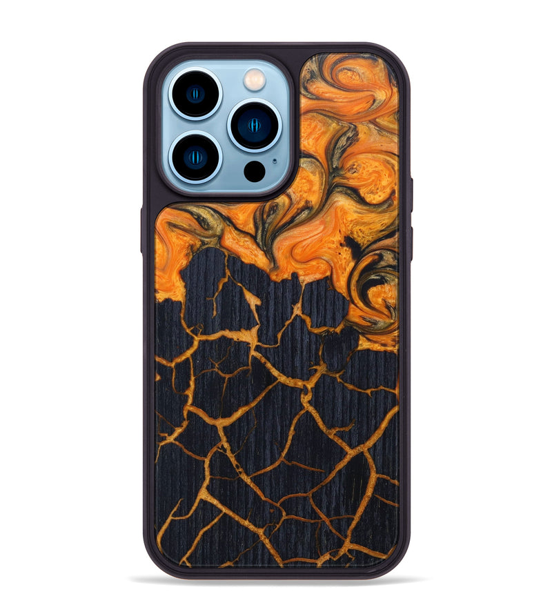 iPhone 14 Pro Max Wood+Resin Phone Case - Lauretta (Lava, 625093)