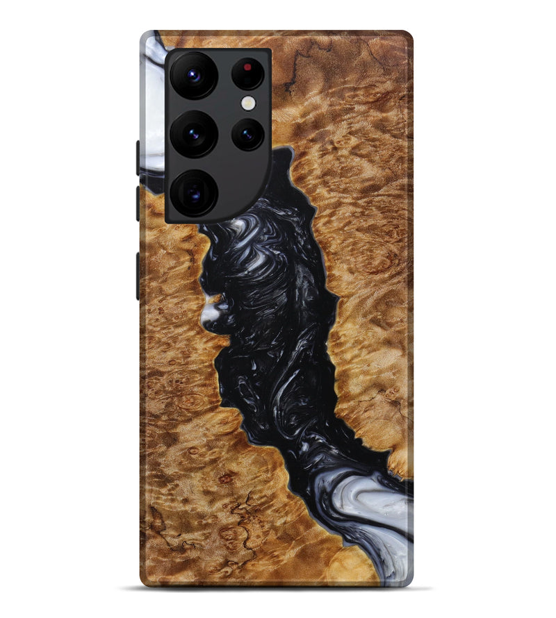 Galaxy S22 Ultra Wood+Resin Live Edge Phone Case - Bud (Black & White, 622955)