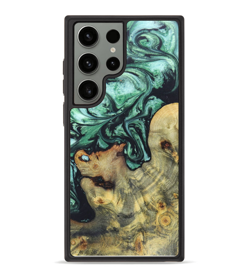 Galaxy S23 Ultra Wood+Resin Phone Case - Elana (Green, 624405)