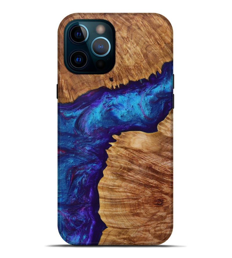 iPhone 12 Pro Max Wood+Resin Live Edge Phone Case - Derick (Light Blue, 613916)