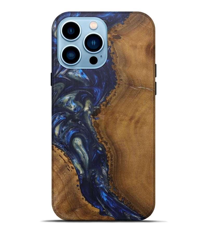 iPhone 14 Pro Max Wood+Resin Live Edge Phone Case - Gaal (Dark Blue, 597270)