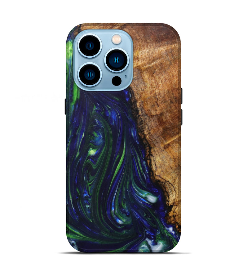 iPhone 14 Pro Wood+Resin Live Edge Phone Case - Toss (Dark Blue, 605547)