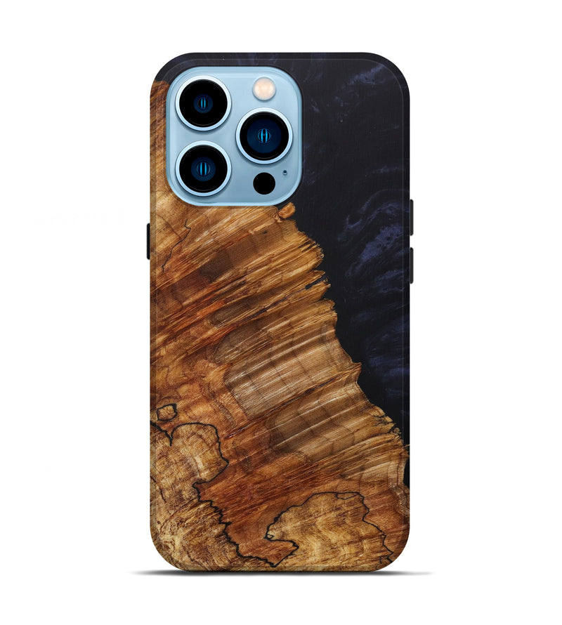 iPhone 14 Pro Wood+Resin Live Edge Phone Case - Hetti (Pure Black, 604539)