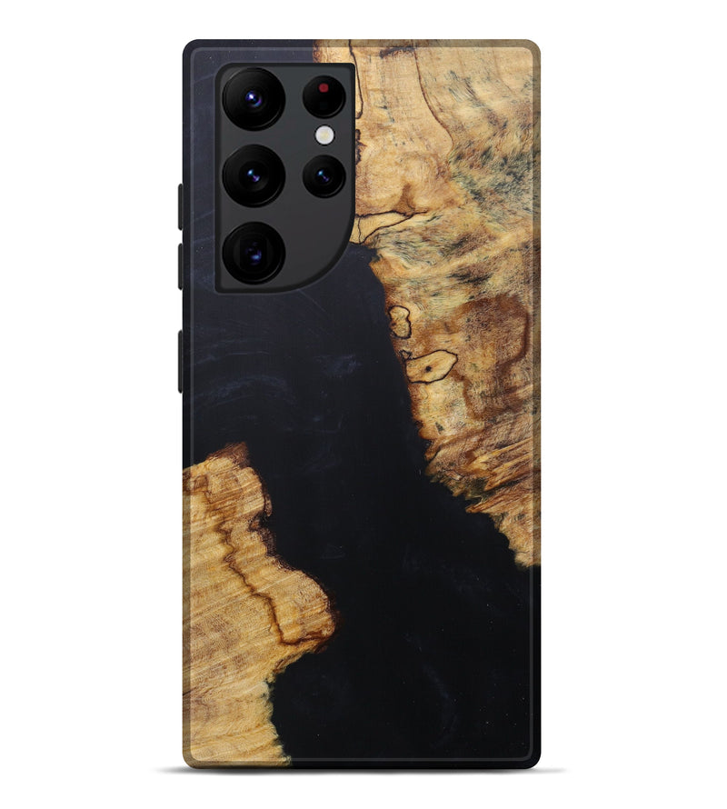 Galaxy S22 Ultra Wood+Resin Live Edge Phone Case - Star (Pure Black, 600541)