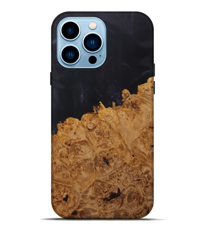 iPhone 14 Pro Max Wood+Resin Live Edge Phone Case - Zendaya (Pure Black, 613367)