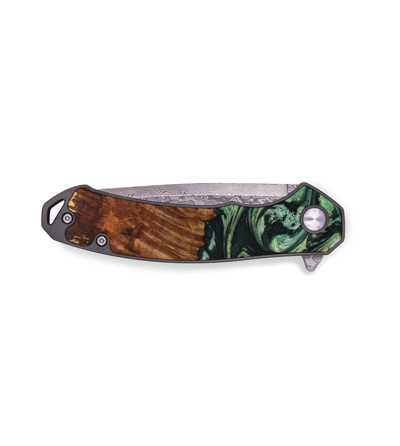 EDC Wood+Resin Pocket Knife - Katharine (Green, 642665)