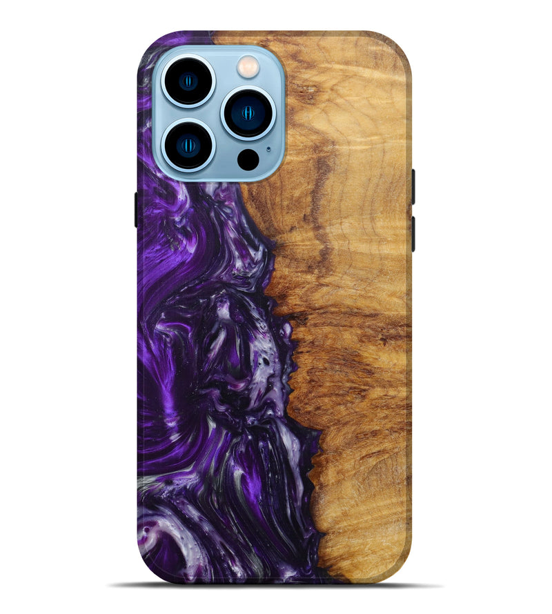 iPhone 14 Pro Max Wood+Resin Live Edge Phone Case - Loella (Purple, 599122)