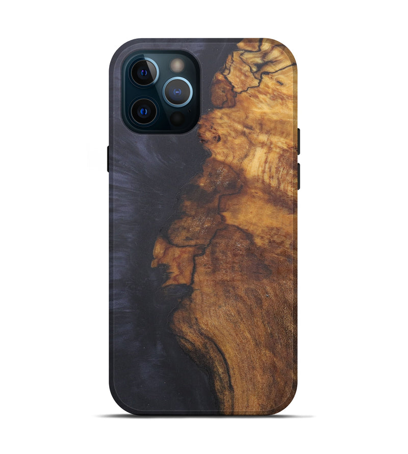 iPhone 12 Pro Wood+Resin Live Edge Phone Case - Zia (Pure Black, 595487)