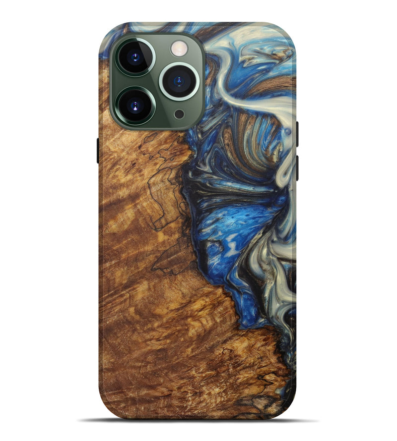 iPhone 13 Pro Max Wood+Resin Live Edge Phone Case - Bep (Light Blue, 582878)