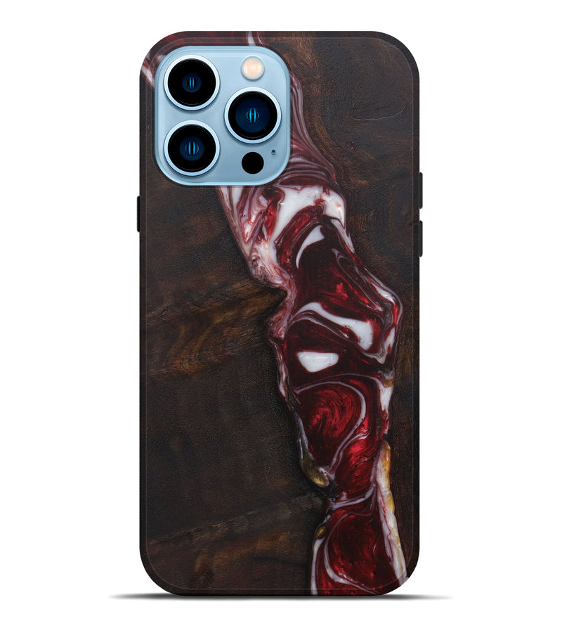 iPhone 14 Pro Max Wood+Resin Live Edge Phone Case - Nina (Dark Red, 594180)