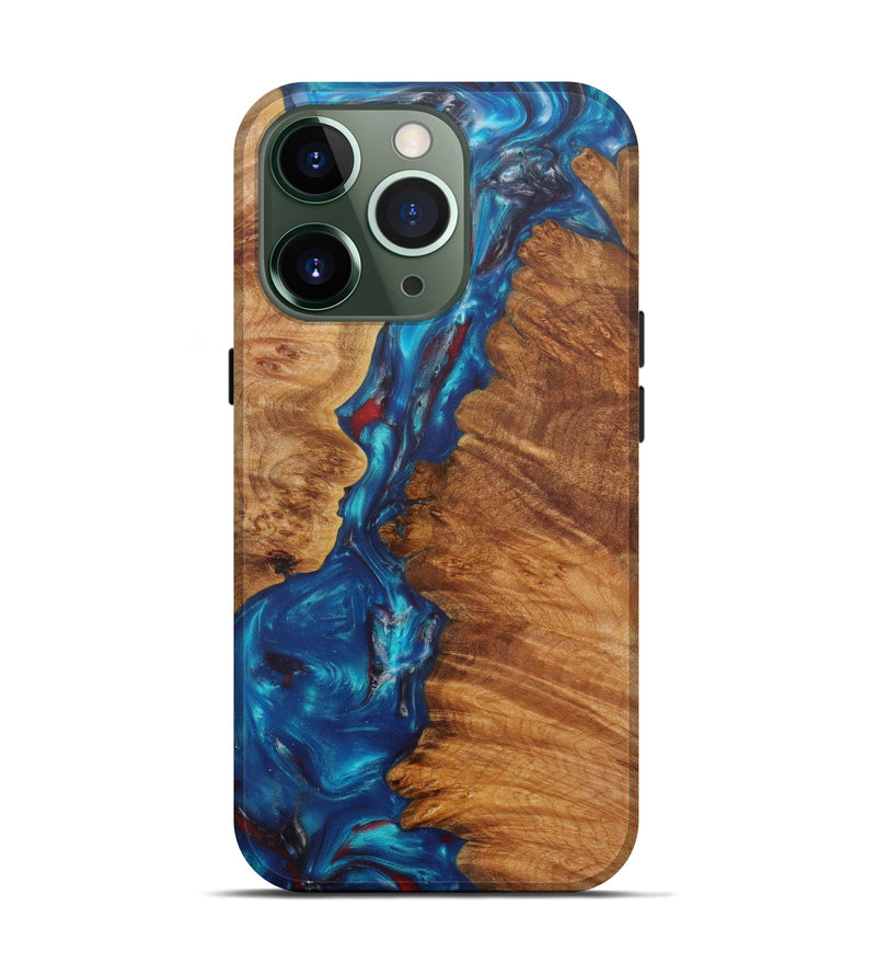 iPhone 13 Pro Wood+Resin Live Edge Phone Case - Asnat (Light Blue, 598587)
